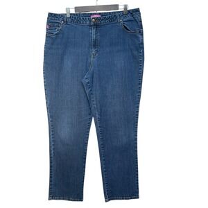 Woman Within Womens Size 20W Natural Fit Straight Leg Blue Jeans Medium Wash